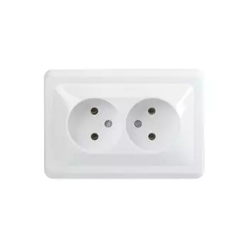 Розетка двухместная без заземления без защ.штор. 10А Вега (белый) IEK