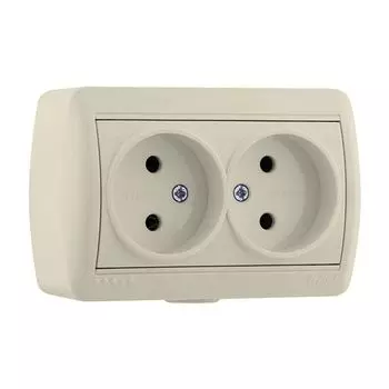 Розетка двухместная бежевая без заземления 16А Ната Lezard