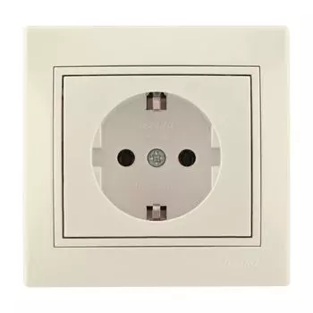 Розетка одноместная бежевая с заземлением 16А Мира Lezard