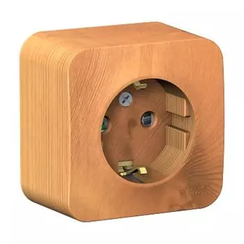 Розетка Schneider Blanca 1-местная накладная с заземлением ясень