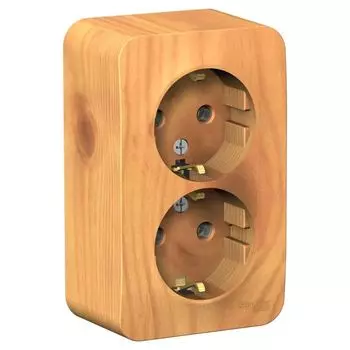 Розетка Schneider Blanca 2-местная накладная с заземлением ясень