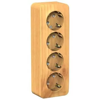 Розетка Schneider Blanca 4-местная накладная с заземлением с защитными шторками ясень