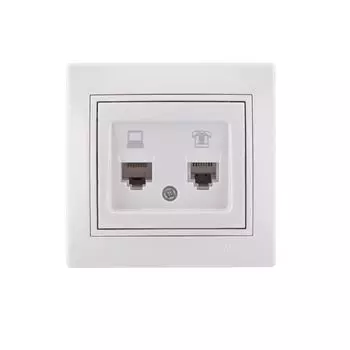 Розетка телефон+компьютер белая Мира Lezard