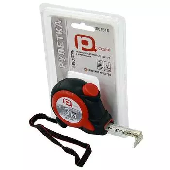 Рулетка PQTools с фиксацией, 16 мм, 3 м