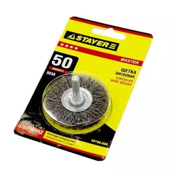Щетка дисковая для дрели, 50мм, витая стальная проволока 0,3мм