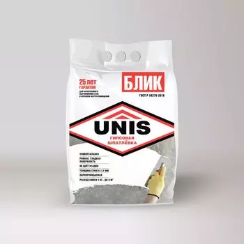 Шпатлевка гипсовая Unis Блик белая 5 кг