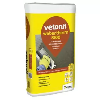 Штукатурно-клеевая смесь Weber therm S100, 25 кг