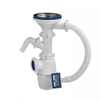 Сифон бутылочный 3 1/2 х 40, с одним отводом и переливом (прямоугольным и круглым) Б-4512 ОРИО