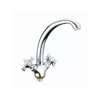 Смеситель д/кухни Accoona 70 А4070 (с 2-я рукоятками, R излив, с гайкой) хром