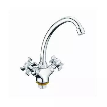 Смеситель д/кухни Accoona 70 А4670 (с 2-я рукоятками, R излив, с гайкой) хром. в кор.2шт.