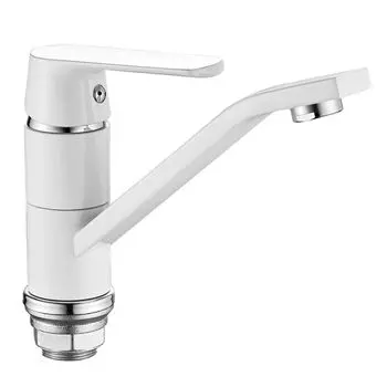 Смеситель для кухни/раковины белый глянец (однорычаж., средний L излив) HB45804-2 Haiba