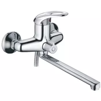 Смеситель для ванны (однорычаж., длинный излив, перекл. в корпусе) силумин, хром CN2203 Haiba