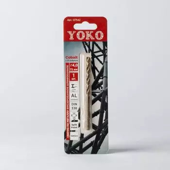 Сверло по металлу Cobalt 4,0х75мм Р6М5К5 Yoko