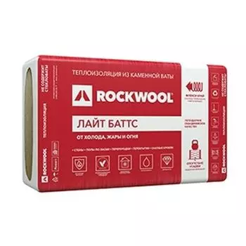 Утеплитель Rockwool Лайт Баттс 37 кг/м³ 37λ (1000х600х50мм) 10 шт/уп