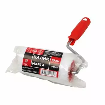 Валик 100 мм, ядро 42 мм, натуральный мех, ручка 6 мм Marta