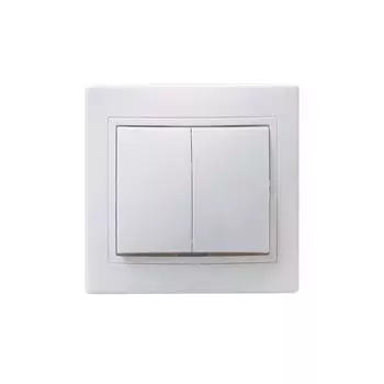 Выключатель двухклавишный 10А КВАРТА (белый)