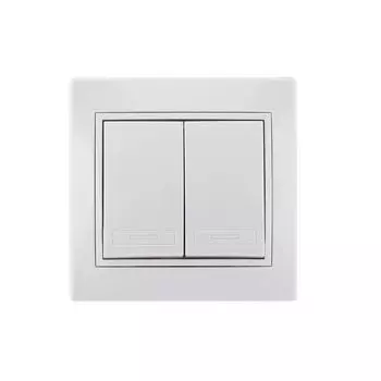 Выключатель двухклавишный белый 10А МИРА LEZARD