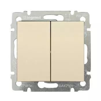Выключатель двухклавишный слоновая кость 10А Valena Legrand