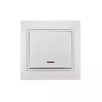 Выключатель одноклавишный белый с подсветкой 10А МИРА LEZARD