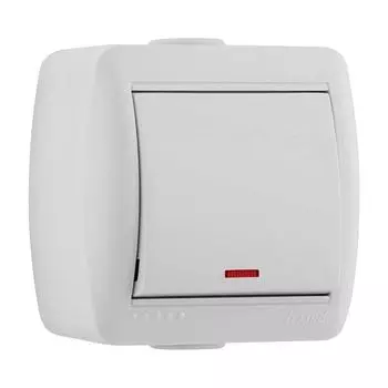 Выключатель одноклавишный белый с подсветкой 10А Ната Lezard