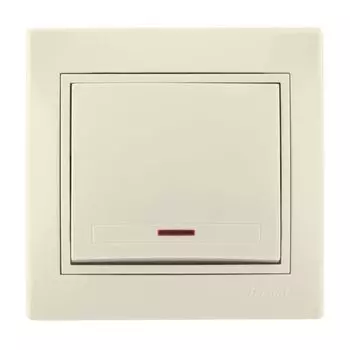 Выключатель одноклавишный бежевый с подсветкой 10А Мира Lezard