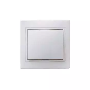 Выключатель одноклавишный проходной 10А КВАРТА (белый)