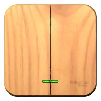 Выключатель Schneider Blanca 2-клавишный накладной с подсветкой ясень