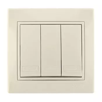 Выключатель трехклавишный бежевый 10А Мира Lezard