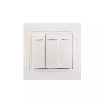 Выключатель трехклавишный с индикатором 10А КВАРТА (белый)