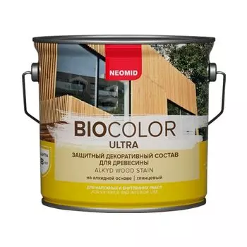 Защитный декоративный состав для древесины Neomid Bio color ultra белый, 2,7 л