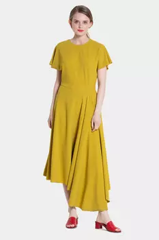 Асимметричное платье горчичного цвета