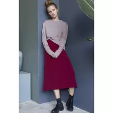 Бордовая юбка миди формы трапеция