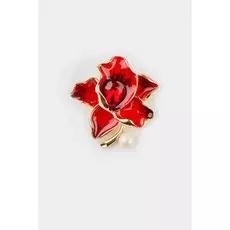 Брошь "Красный цветок"