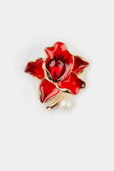 Брошь "Красный цветок"