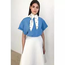 Косынка белая в горошек