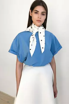 Косынка белая в горошек