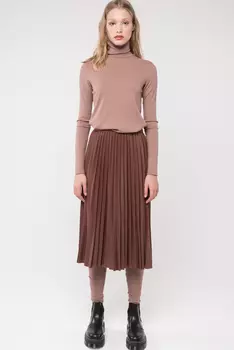 Мерцающая коричневая юбка плиссе на резинке