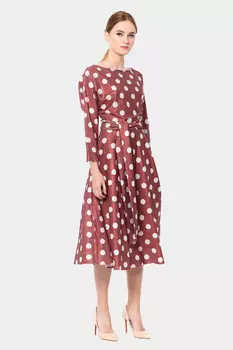 Мерцающее платье в горох с поясом