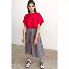 Серая юбка-миди со складками на резинке из вискозы