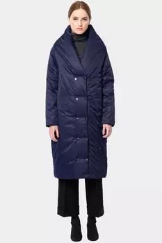 Синее пальто "кокон"