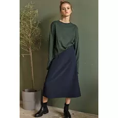 Синяя юбка миди формы трапеция