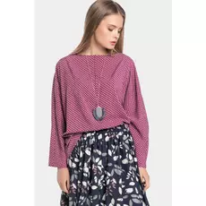 Свободный розовый топ в горошек с рукавами летучая мышь