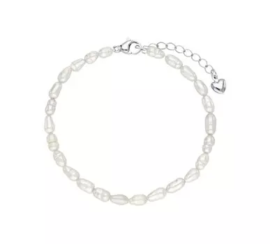 Браслет с пресноводным, культивированным жемчугом с элементами из стали