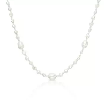 Браслет с пресноводным природным жемчугом и элементами из стали