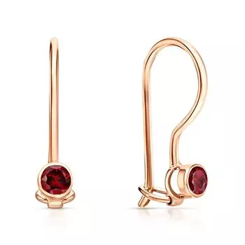 Детские золотые серьги с рубинами выращенными