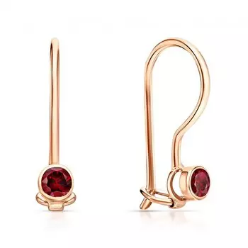 Детские золотые серьги с рубинами выращенными