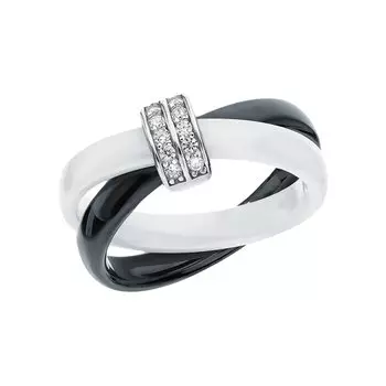 Керамическое кольцо с фианитами и керамикой