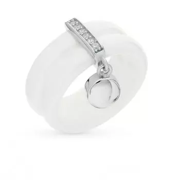 Керамическое кольцо с фианитами и керамикой