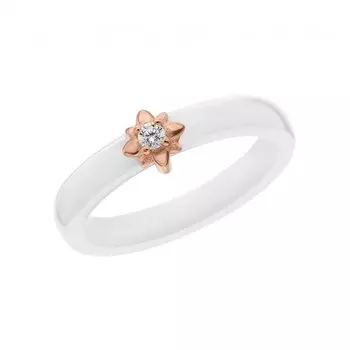 Керамическое кольцо с фианитами и керамикой