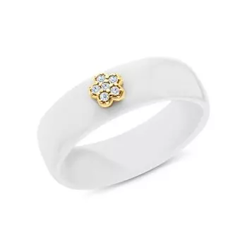 Керамическое кольцо с фианитами и керамикой